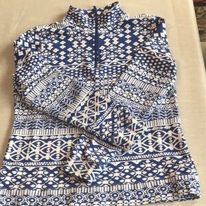 🐳Vineyard Vines Sz S ROYAL BLUE and White Floral Quarter-Zip🐳 Like new